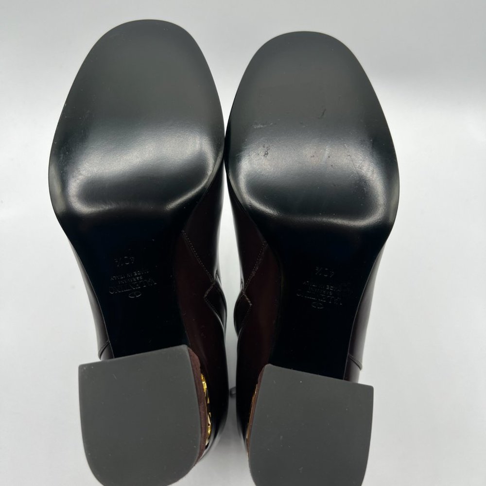 Valentino Garavani VLogo Heritage Leather VLogo-Heel Booties Made in Italy Sz 40 - Picture 11 of 14